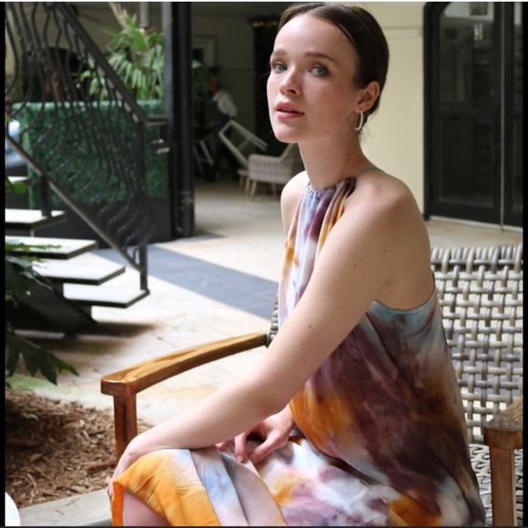 YBF Sheer Bohemian 70’s Whimsical Tie Dye Acid Wash Handcrafted Couture Dress - Picture 4 of 6